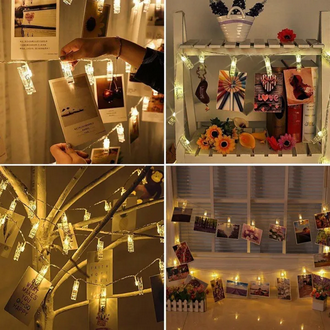 LED Photo Clips String Lights/Holder, Battery Operated, Fairy Twinkle Wedding Party Christmas Home Decor Lights for Hanging Photos Pictures Cards Artwork