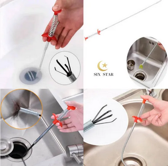 AlClean - 90cm Drain clog remover , Drain snake cleaner stick Remover Cleaning Tools Spring Pipe Dredging Tools , Long Reach Hair Catcher Dredge Pipe Brush Kitchen Sink Cleaning