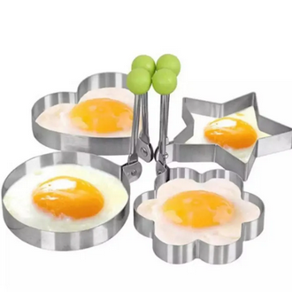 Fried Egg Mold, Pack of 4 Stainless Steel Egg Ring Egg Shaper Pancake Mold Heart/Round/Star/Flower Shape